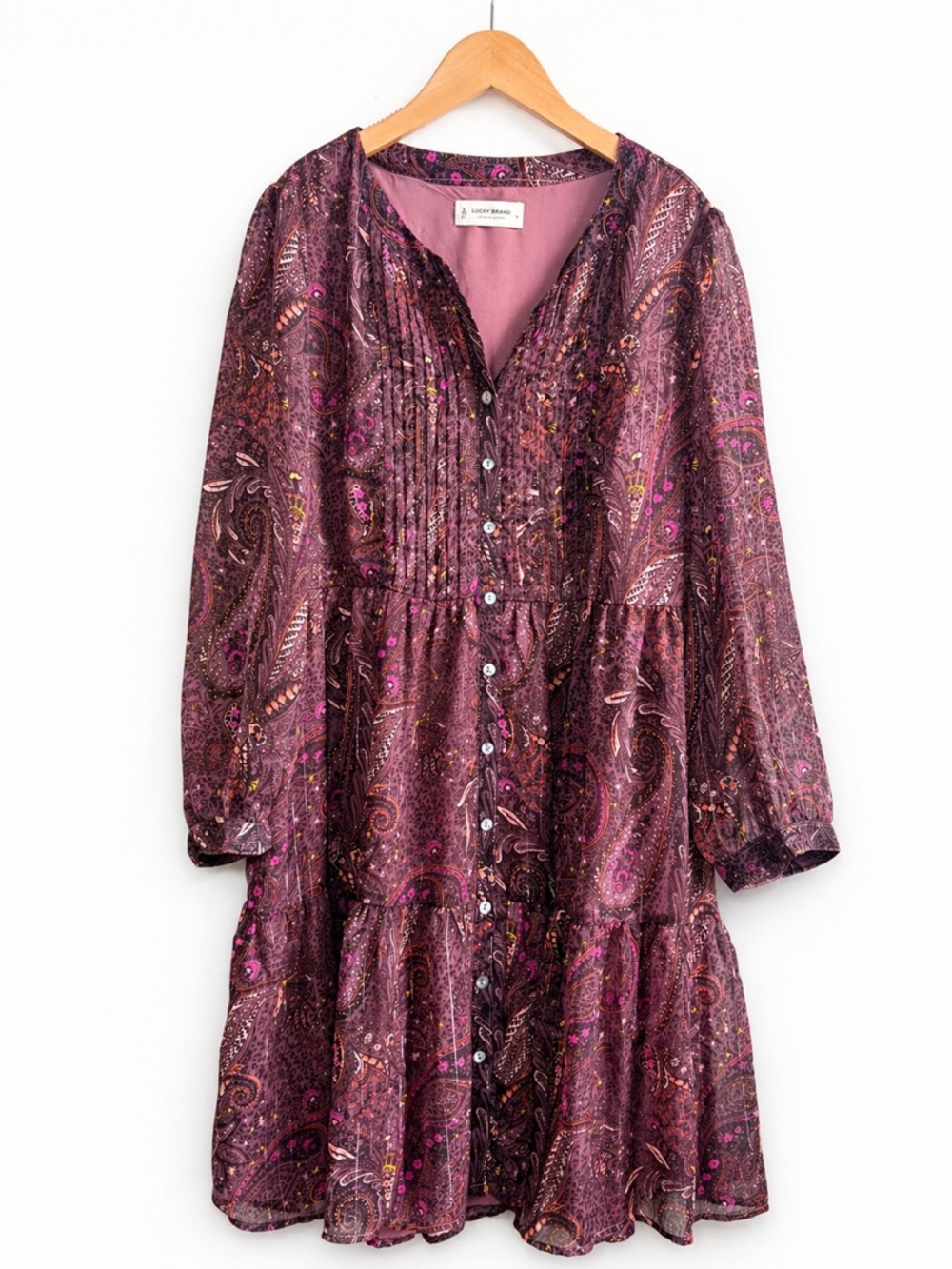 Lucky Brand Boho Floral Baby Doll Button-Front Dress